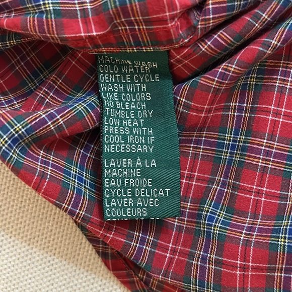 Lauren Ralph Lauren Women’s Size 8 Red Green Checked Button Down Shirt - Picture 4 of 4